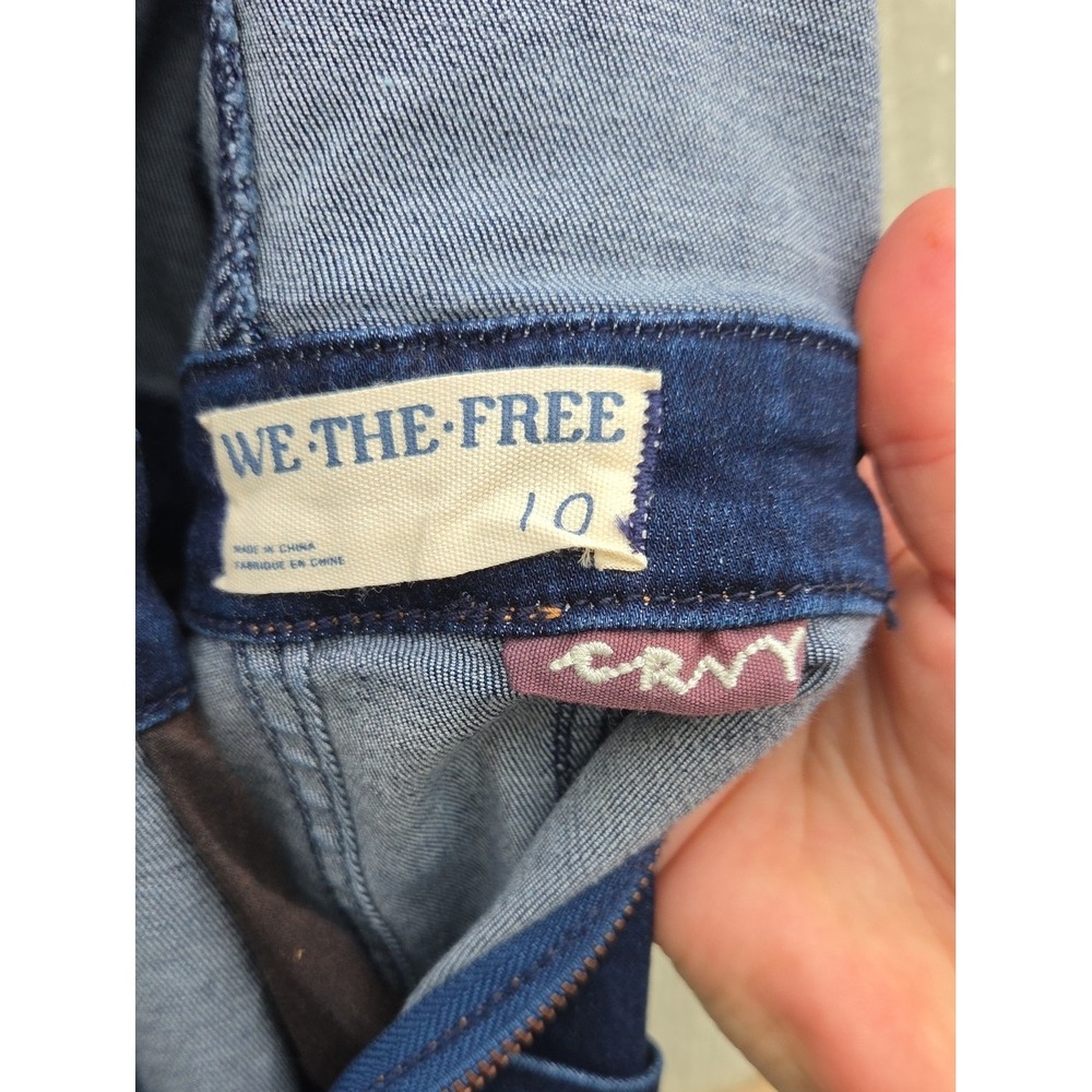 We The Free People Crvy Sydney Denim High Neck Retro Boho Baddie 10 Stretch Blue - Picture 7 of 8